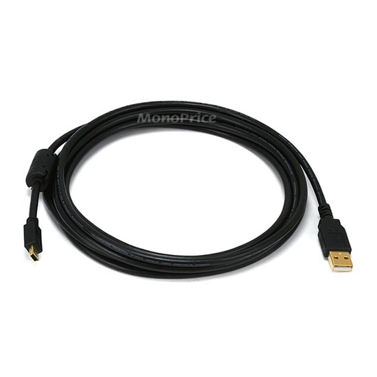 Monoprice 108633 0,9 m USB 2.0 A mâle vers Mini-B 5 Broches mâle 28/24 AWG câble avec ferrite Core – Blanc 