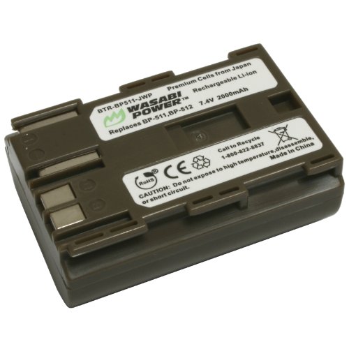 Battery for BP-511 BP-508 BP-511A BP-512 BP-514 Media Storage M30 M80 EOS 5D 10D 20D 20Da 30D 40D 50D 300D D30 D60 Rebel Kiss PowerShot G1 G2 G3 G5 G6 Pro 1 90 is